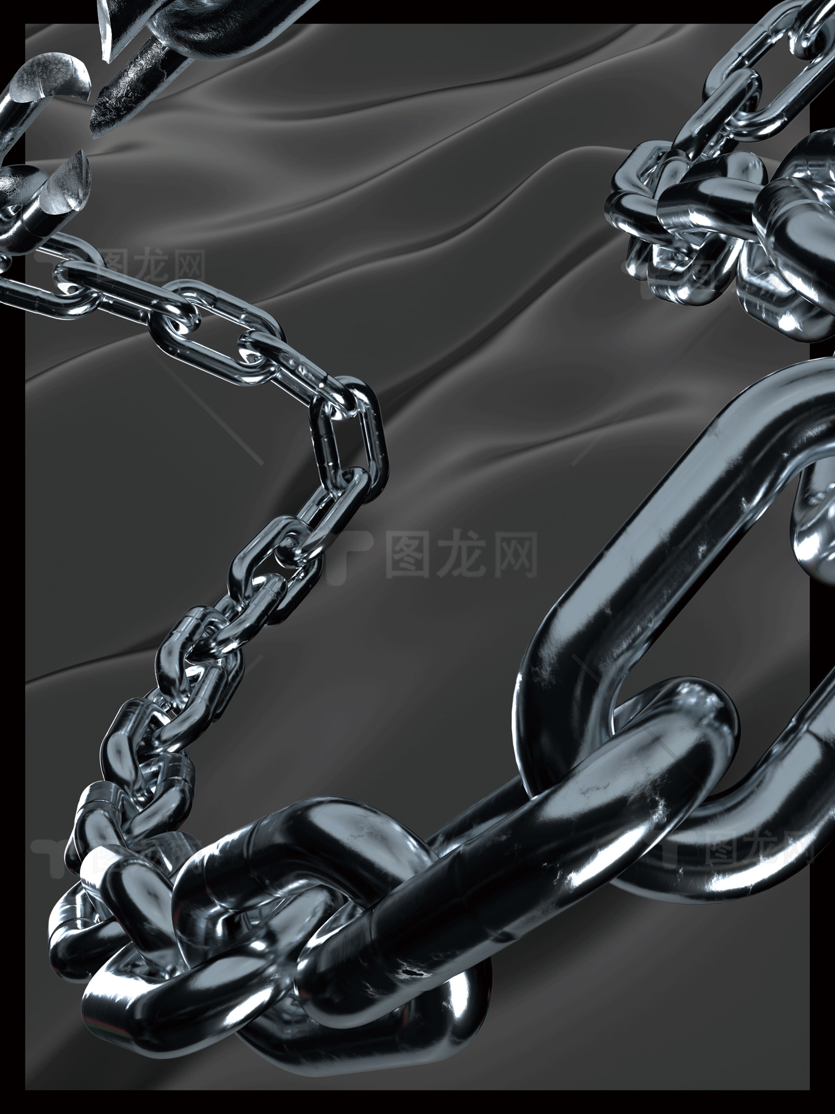 黑色金属链条 暗调质感的视觉盛宴